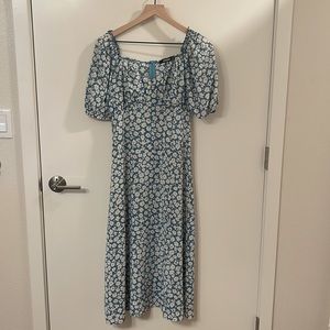 Missguided Blue Floral Milkmaid Midi Dress